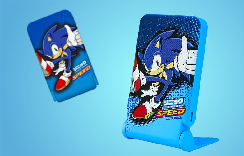 Magnetic powerbank OTL 5000 mAh, USB-C 15W, Sonic The Hedgehoh with stand (blue), OTL SH1195