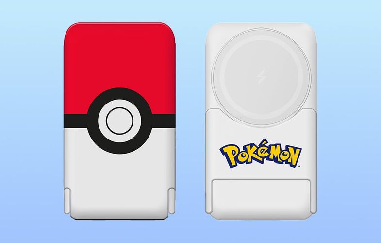 Magnetic powerbank OTL 5000 mAh, USB-C 15W, Pokemon Pokeball with stand (red-white), OTL PK1186