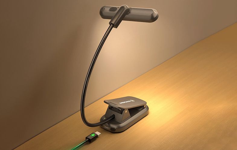Wireless lamp Rotatable Glocusent GLCSNTA2401 Book Light, USB-C 1000mAh Grey, Glocusent GLCSNTA2401