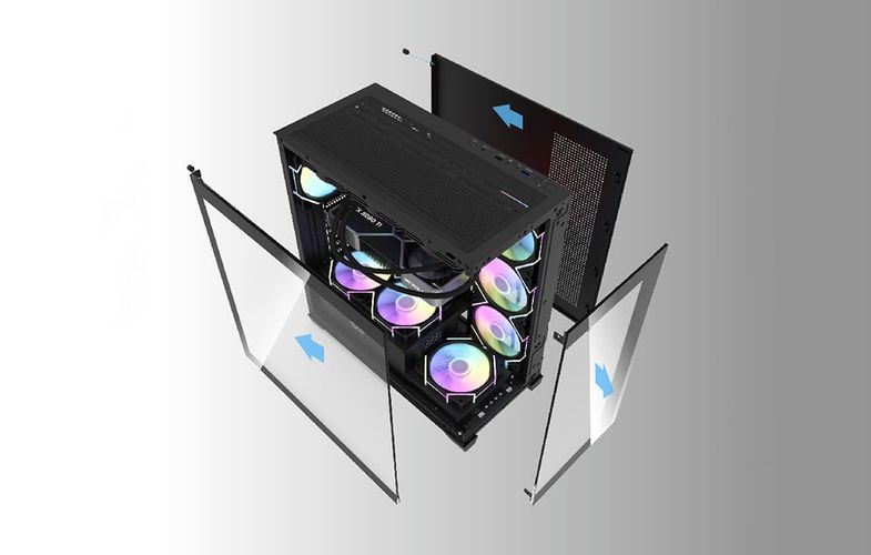 Darkflash DS900 computer case (black) + 7 ARGB fans, Darkflash DS900 Black + fans