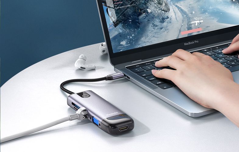 Mcdodo HU-7740 6w1 USB-C Hub (USB-C, HDMI, USB3.0*2, SD, TF), Mcdodo HU-7420