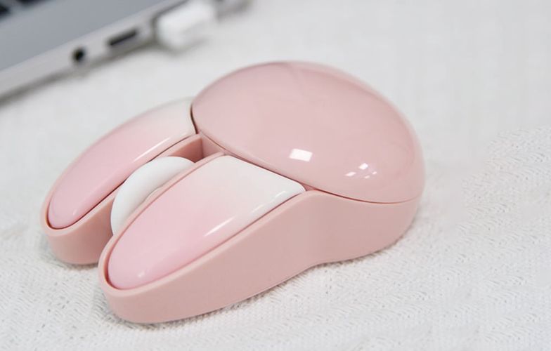 MOFII Wireless Mouse + Bluetooth Rabbit M6DM Oil Painting (White-Pink), MOFII M6DM Oil Pink