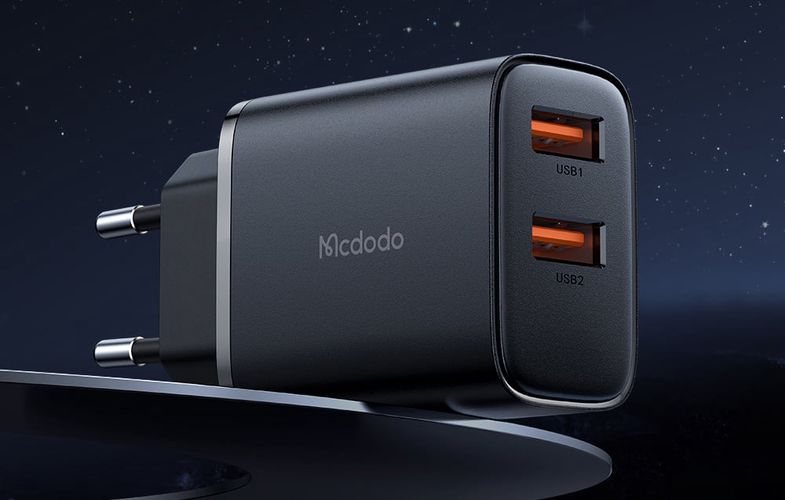 Mcdodo CH-5072 USB-A*2, 12W power charger + USB-A to USB-C cable (black), Mcdodo CH-5072