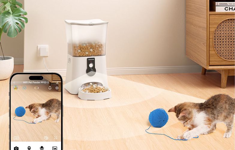 Smart food dispenser with camera Petsuper PF01-2 WiFi 5L (white), Petsuper PF01-2