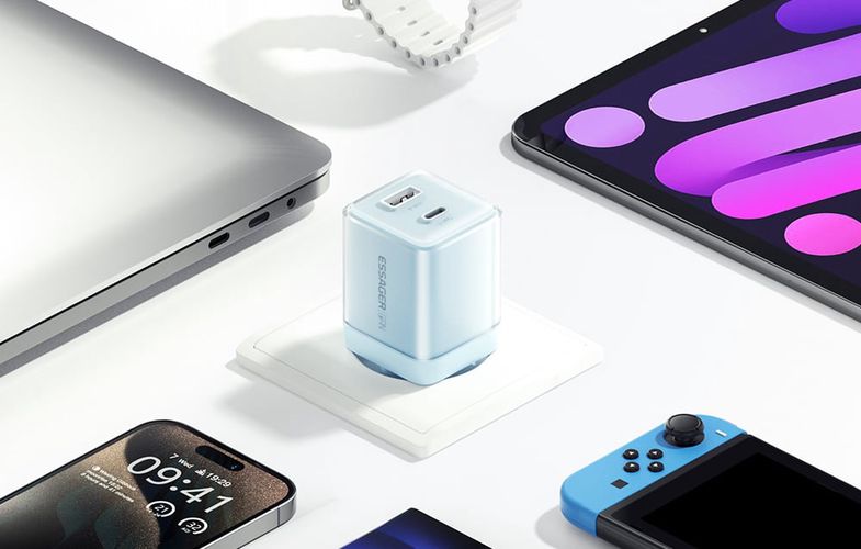 Wall charger Yueqi 70W GaN USB-C + USB-A (blue), Essager EZCT70-YQB03-Z