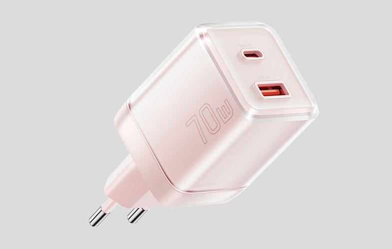 Wall charger Yueqi 70W GaN USB-C + USB-A (pink), Essager EZCT70-YQB04-Z