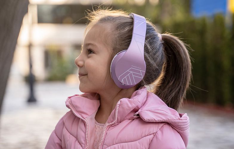 Wireless Headphones for kids PowerLocus P2 (pink-white), PowerLocus pwl-p2kids-metalpurp