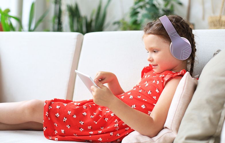 Wireless Headphones for kids PowerLocus P2 (pink-white), PowerLocus pwl-p2kids-metalpurp