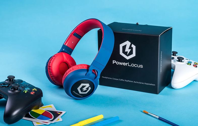 Wireless Headphones PowerLocus Buddy Kids (Navy Red), PowerLocus pwl-buddy-redbluenoe