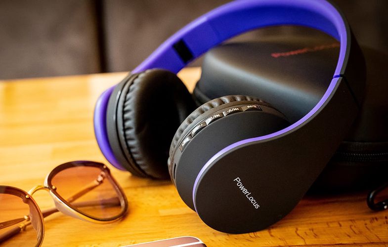 PowerLocus P1 wireless headphones (black and purple), PowerLocus pwl-p1-blackpurple