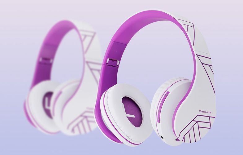 Wireless Headphones PowerLocus P2 (white-purple), PowerLocus pwl-p2-whiteviolet