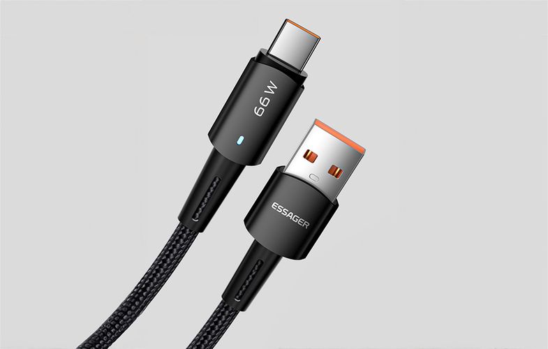 USB to USB-C cable, Essager, EXCT-CGA01, 66W, 2m (black), Essager EXCT-CGA01