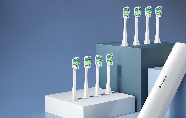 FairyWill FW-P80 sonic toothbrush with tip set and case (White), FairyWill FW-P80 White + 8 hea