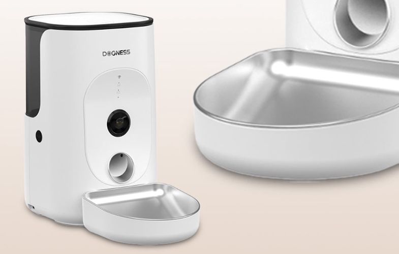 Dogness F15 WiFi 4L smart food dispenser with camera with stainless steel bowl (white), Dogness F15 Stainless