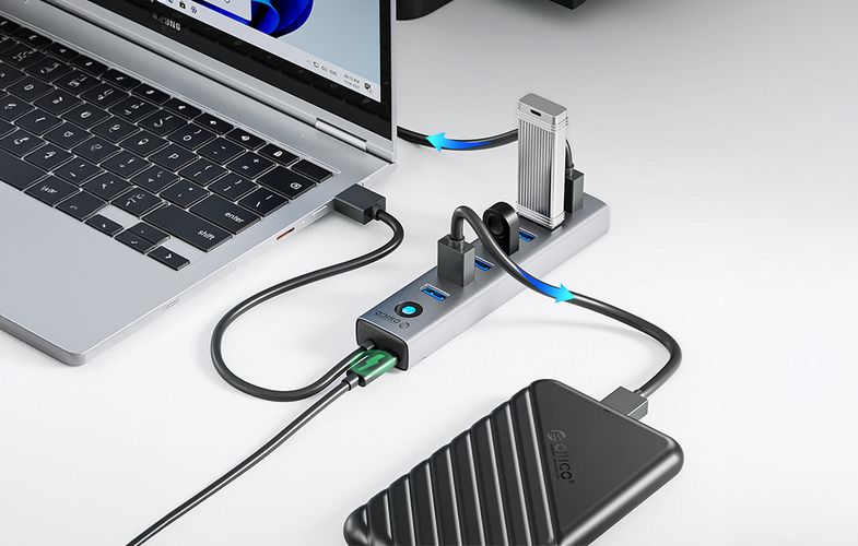 Orico CL7U USB-C to 7x USB 3.0 Hub Adapter (gray), Orico CL7U-U3-10-GY-BP-IP