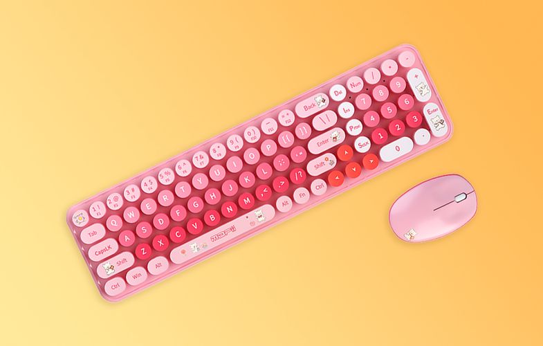 MOFII Baby Bear Wireless Keyboard + Mouse Set (pink), MOFII SMK-682M8AG Pink