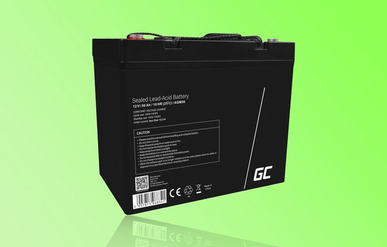 Maintenance-free AGM VRLA Green Cell AGM56 12V 50Ah Battery (for scooter, boat, wheelchair, camper, lawnmower), Green Cell AGM56