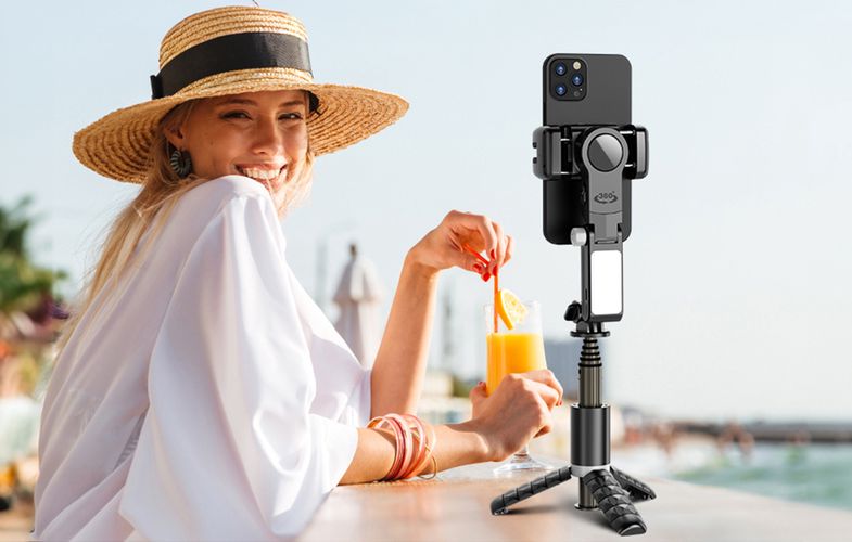 Gimbal/stand with light APEXEL Q18 (black), APEXEL Q18