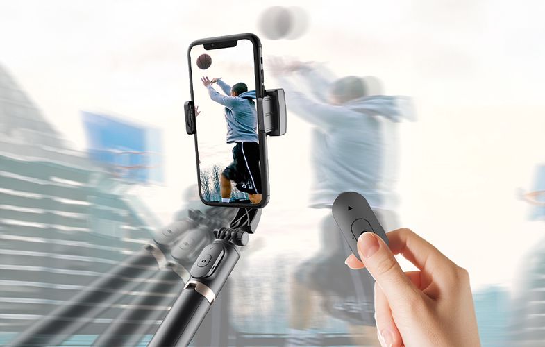 Gimbal/stand with light APEXEL Q08d (black), APEXEL Q08d
