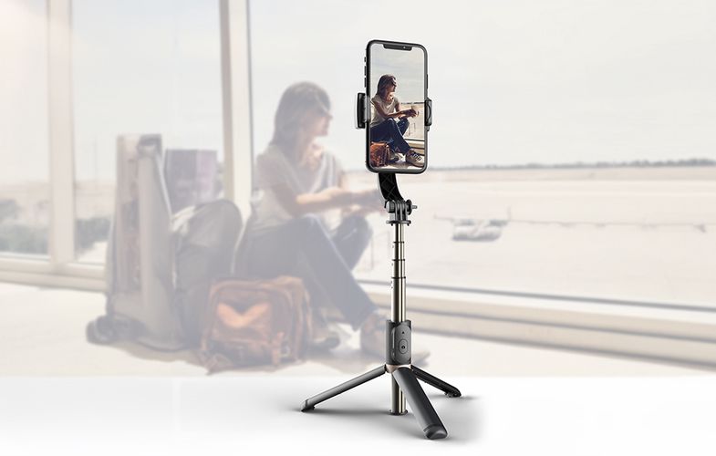 Gimbal/stand with light APEXEL Q08d (black), APEXEL Q08d