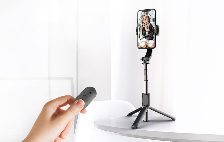 Gimbal/stand with light APEXEL Q08d (black), APEXEL Q08d
