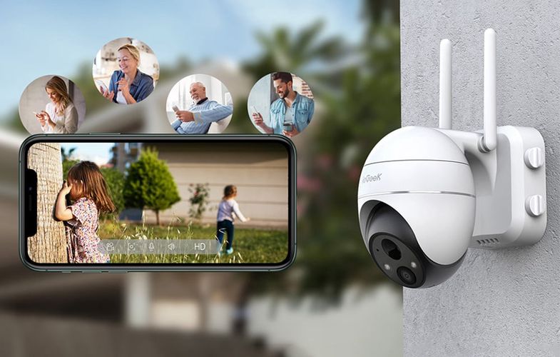 Wireless 3MP WiFi outdoor camera ieGeek ZS-GX1S white 5200mAh, ieGeek ZS-GX1S White