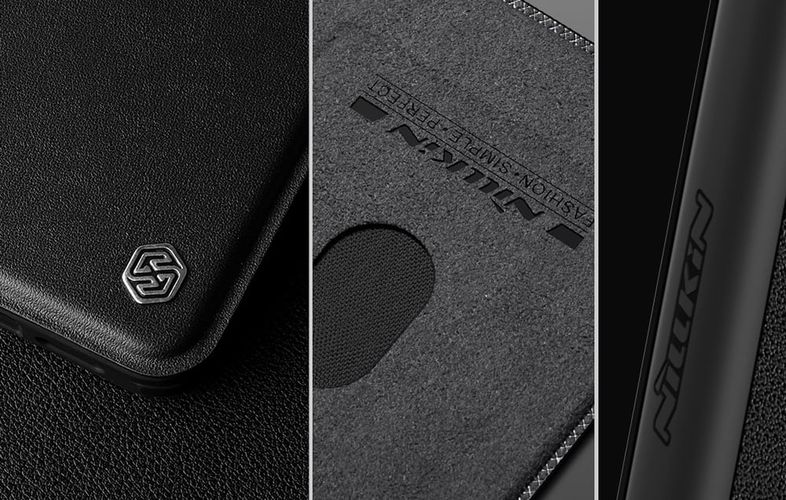 Etui Nillkin Qin Prop Leather iPhone 16 Pro (czarny), Nillkin 6902048281981