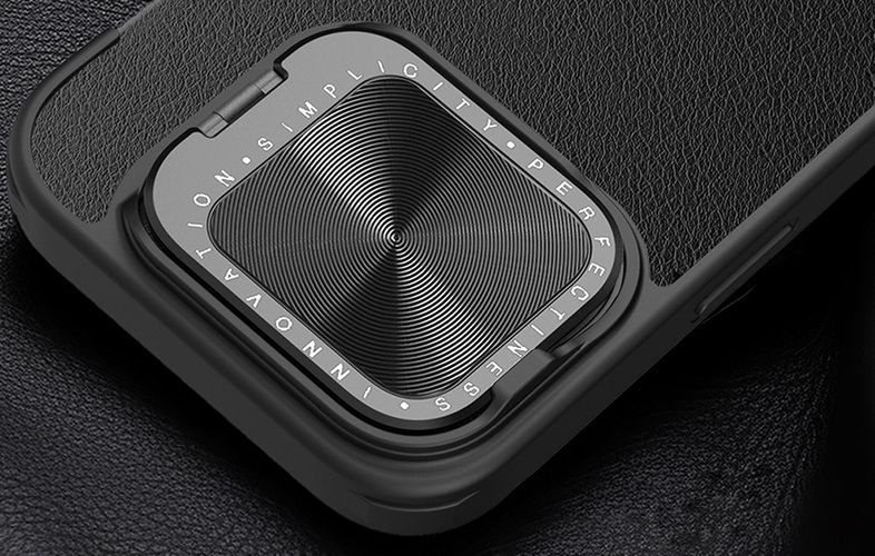 Etui Nillkin Qin Prop Leather iPhone 16 Pro (czarny), Nillkin 6902048281981