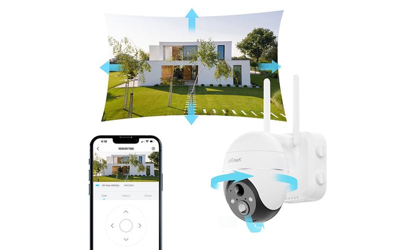 Wireless 5MP WiFi outdoor camera ieGeek ZS-GX4S white with solar panel, ieGeek ZS-GX4S White