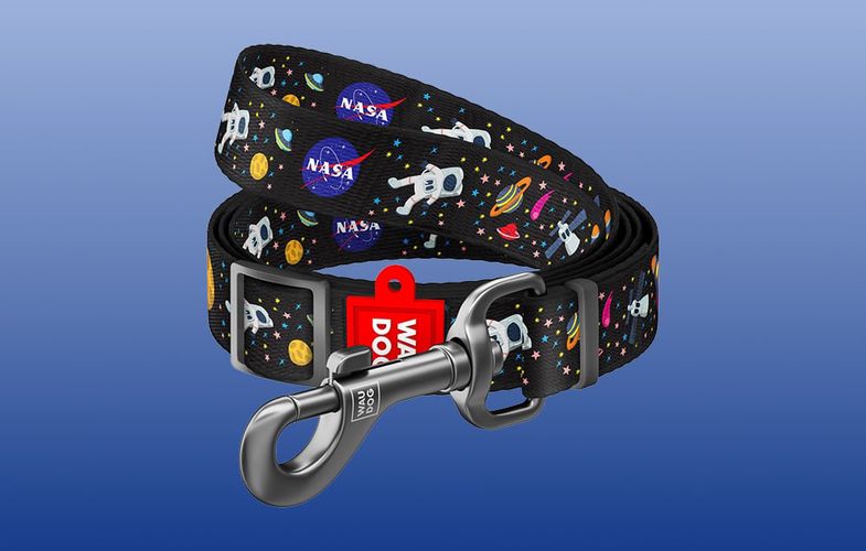 Waudog nylon dog leash, pattern "NASA21", width 25 mm, length 122 cm., Waudog 4903-0148