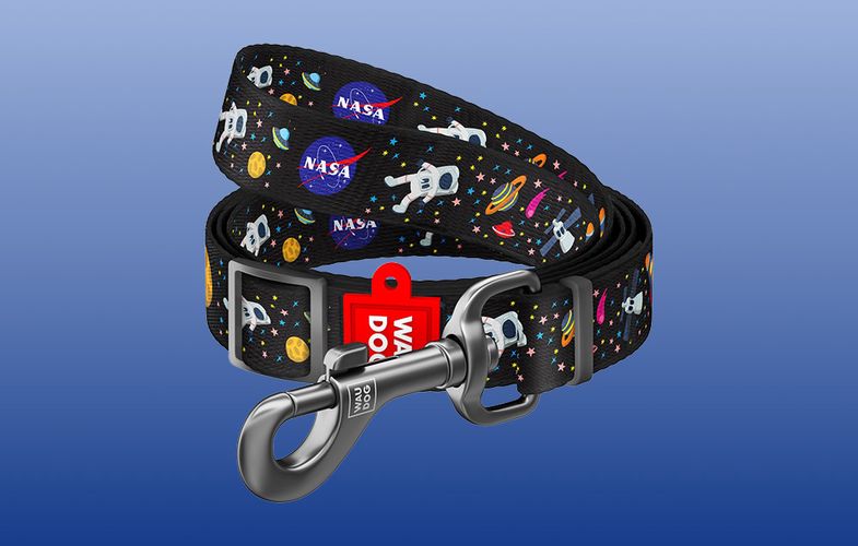 Waudog nylon dog leash, pattern "NASA21", width 20 mm, length 122 cm., Waudog 4902-0148