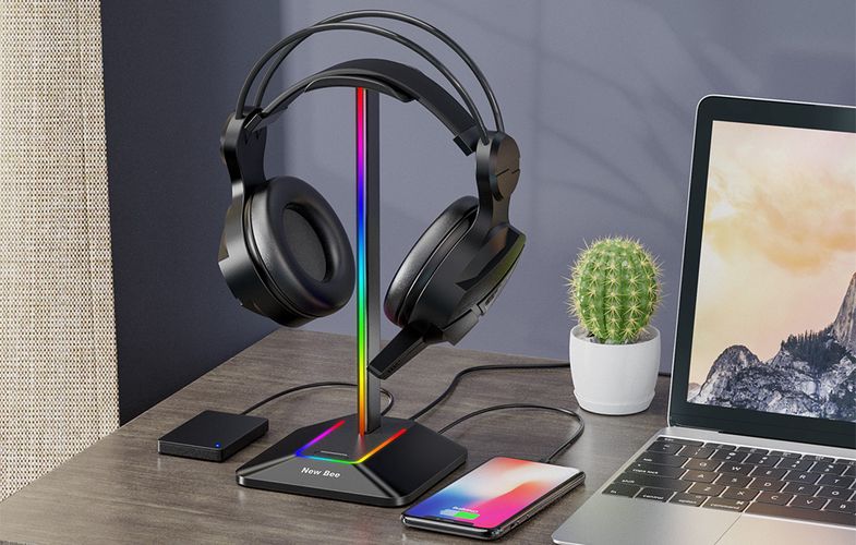 Headphone holder with USB New Bee NB-Z8 RGB, New Bee NB-Z8