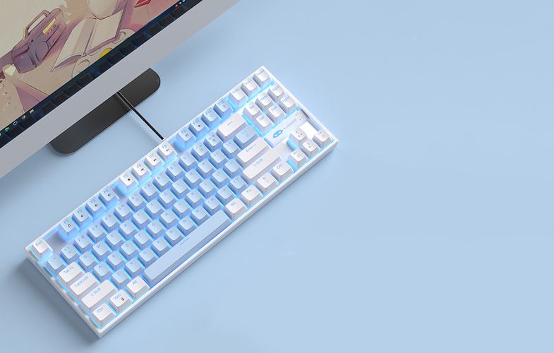 MageGee MK-STAR wired keyboard (white and blue), MageGee MK-STAR Wb Blue