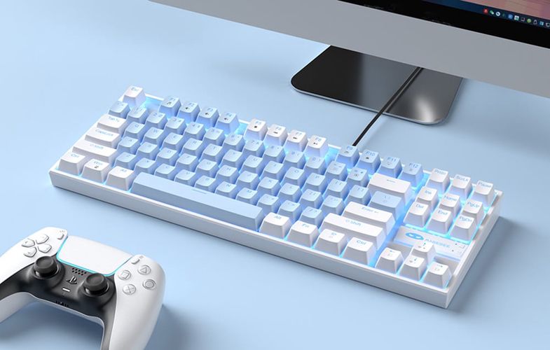 MageGee MK-STAR wired keyboard (white and blue), MageGee MK-STAR Wb Blue