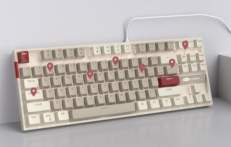 MageGee MK-STAR wired keyboard (retro white-gray), MageGee MK-STAR Wg Brown