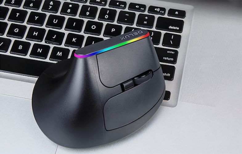 Wireless Vertical Mouse Delux M618DB BT4.0 + 2.4Ghz 4000DPI RGB, Delux M618DB