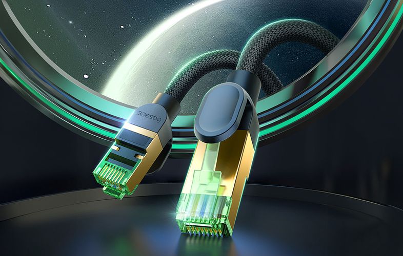 Braided network cable cat.8 Baseus Ethernet RJ45, 40Gbps, 8m (black), Baseus B0013320C111-06