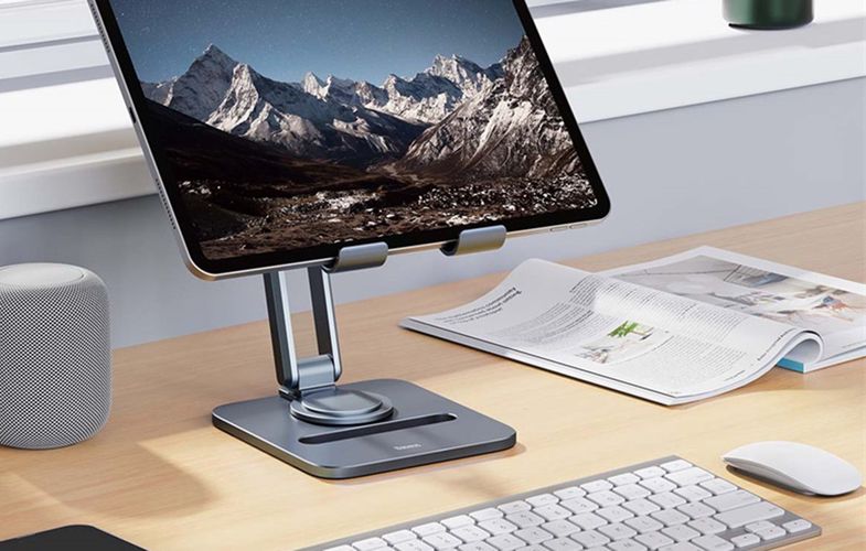 Desktop Biaxial Foldable Metal Stand Baseus (for Tablets) Space Grey, Baseus B10431801811-00