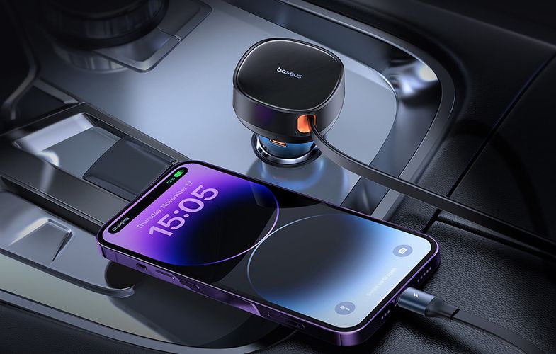 Car Charger Baseus Enjoyment USB-C with USB-C cable and Lightning  60W (black), Baseus C00057802111-00