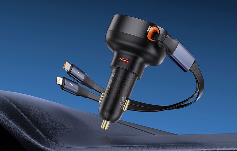 Car Charger Baseus Enjoyment USB-C with USB-C cable and Lightning  60W (black), Baseus C00057802111-00