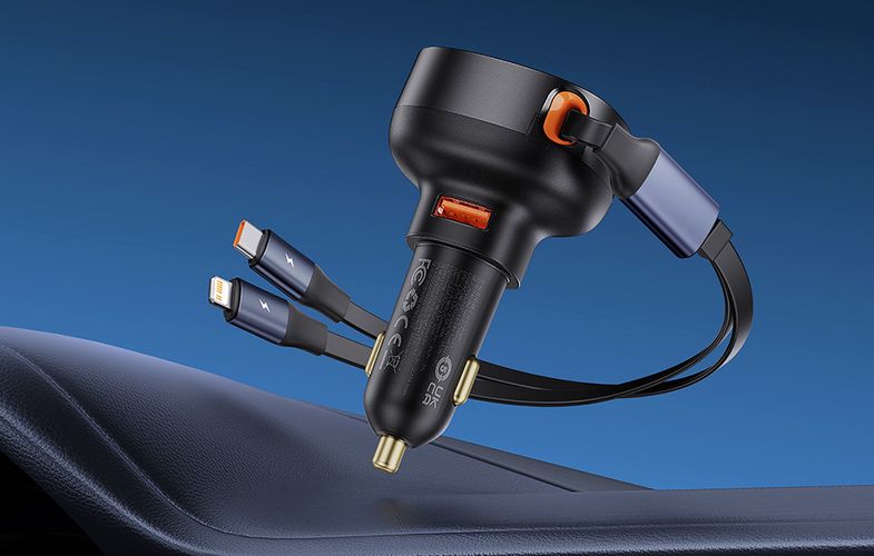 Car Charger Baseus Enjoyment USB with USB-C cable and Lightning  60W (black), Baseus C00057802111-02