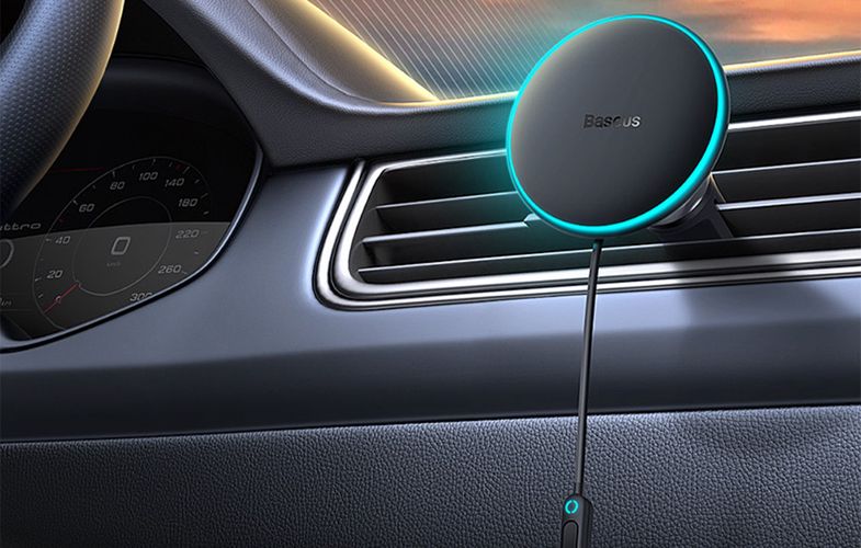 Magnetic Car Phone Holder Baseus CW01 to Ventilation Grid with car charger USB-C, 15W + 25W (black), Baseus C40141000111-00