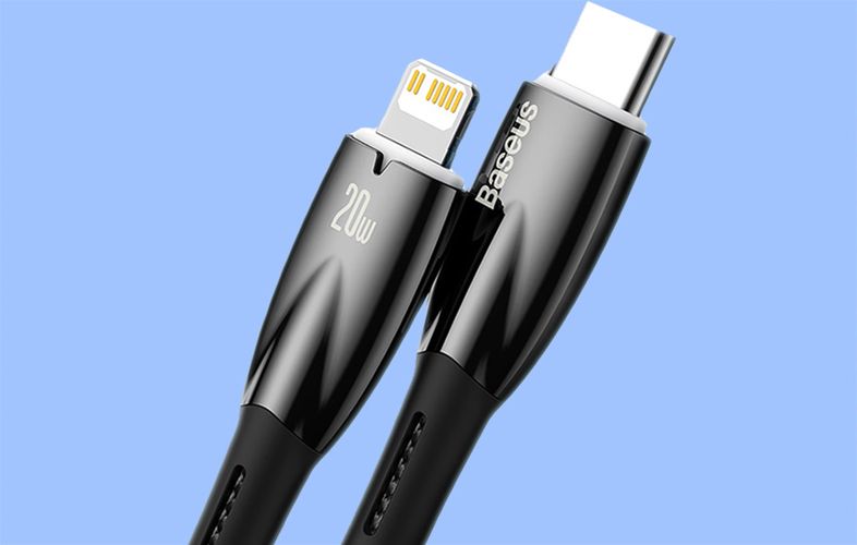 USB-C cable for Lightning Baseus Glimmer Series, 20W, 1m (Black), Baseus CADH000001