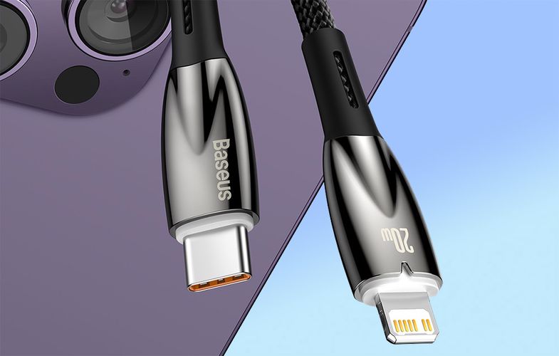 USB-C cable for Lightning Baseus Glimmer Series, 20W, 2m (Black), Baseus CADH000101