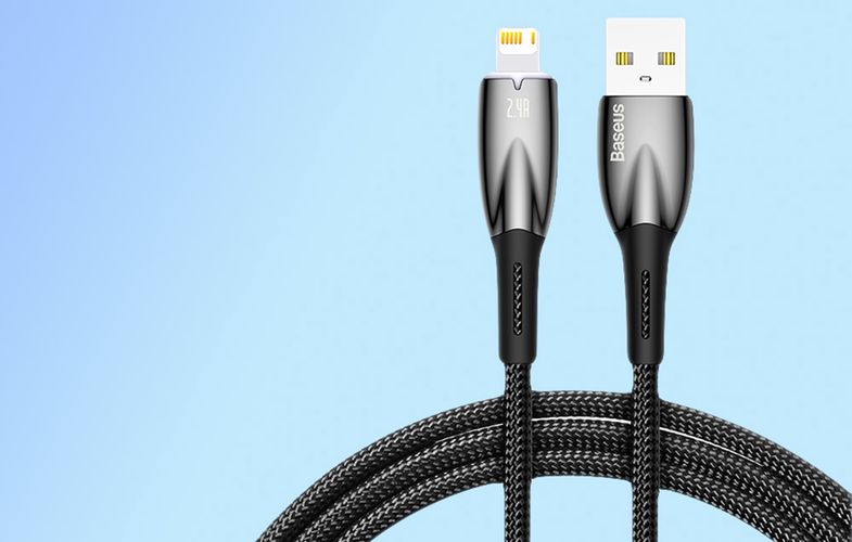 USB cable for Lightning Baseus Glimmer Series, 2.4A, 1m (Black), Baseus CADH000201