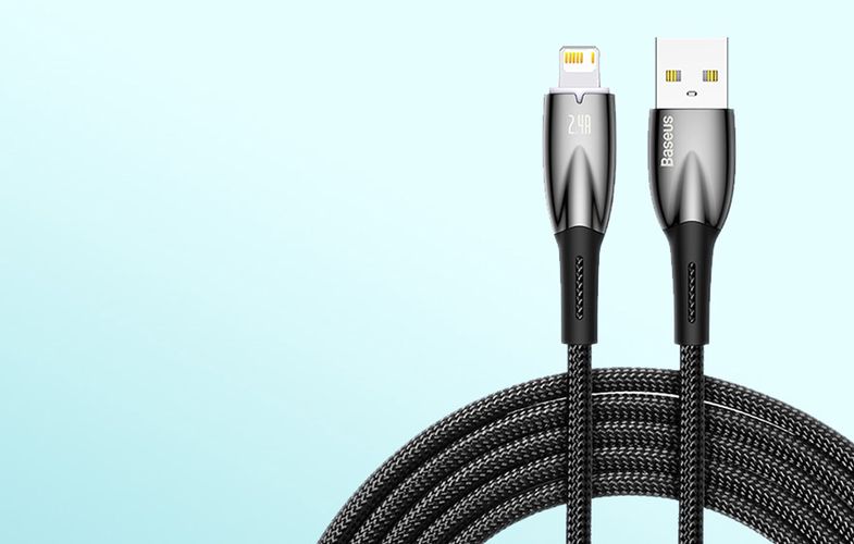USB cable for Lightning Baseus Glimmer Series, 2.4A, 2m (Black), Baseus CADH000301