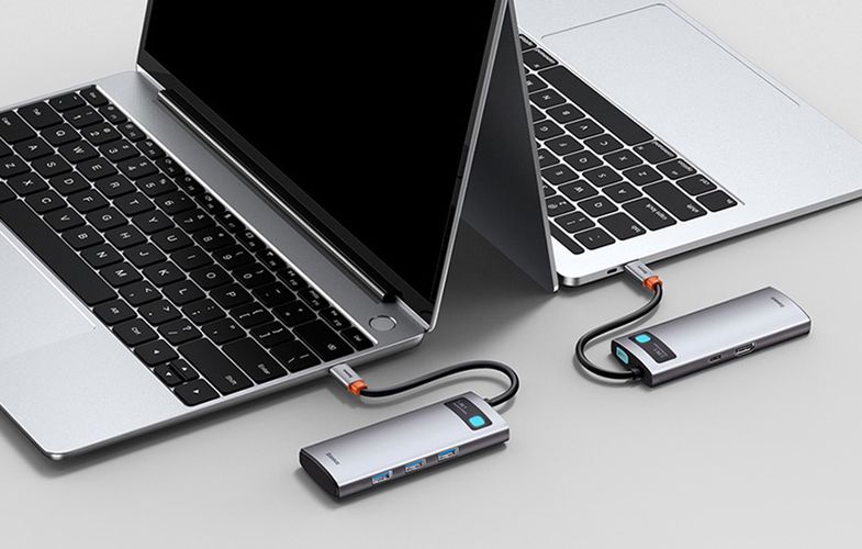 Hub 5in1 Baseus Metal Gleam Series, USB-C to 3x USB 3.0 + HDMI + USB-C PD, Baseus CAHUB-CX0G