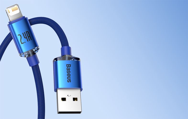 Baseus Crystal Shine cable USB to Lightning, 2.4A, 1.2m (blue), Baseus CAJY000003