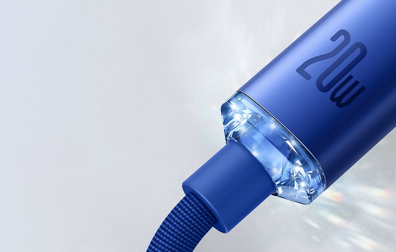 Baseus Crystal Shine cable USB-C to Lightning, 20W, PD, 2m (blue), Baseus CAJY000303