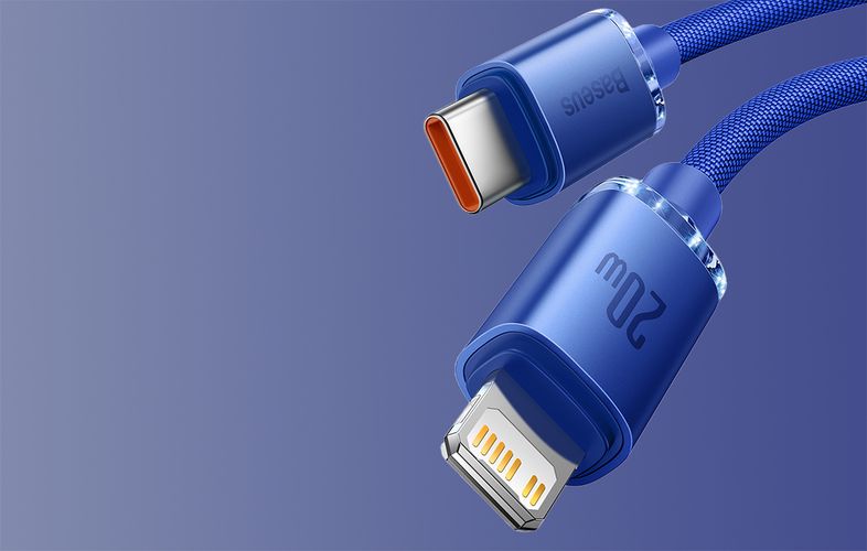 Baseus Crystal Shine cable USB-C to Lightning, 20W, PD, 2m (blue), Baseus CAJY000303